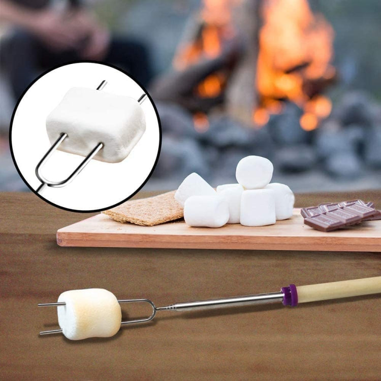 2 PCS 1124-7 Retractable Wooden Stick Marshmallow BBQ Fork, Spsc: Zipper Bag