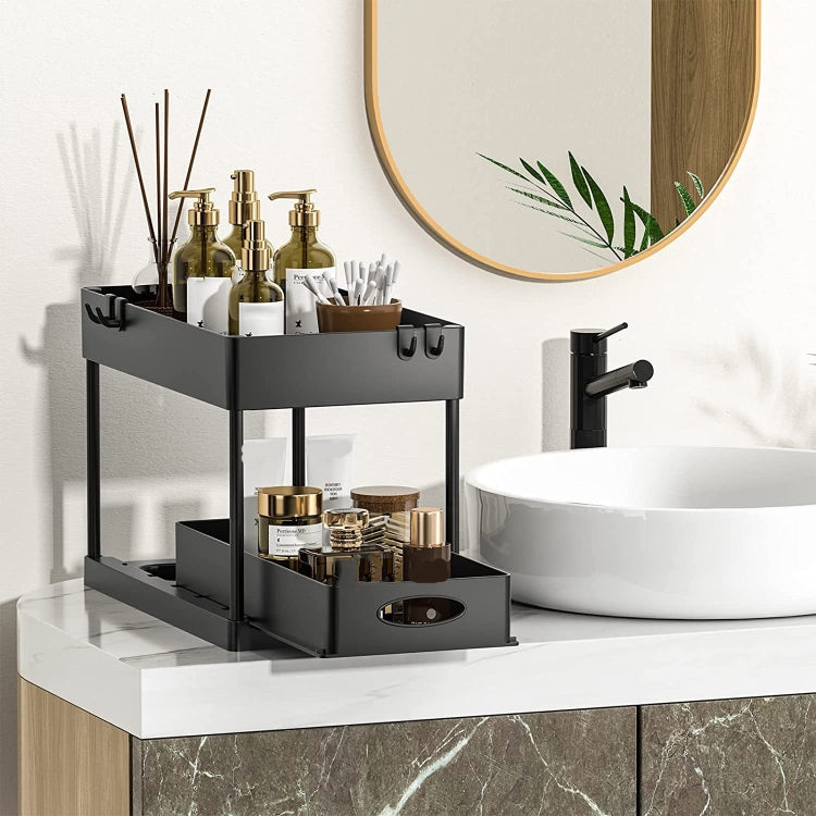 Multi-layer Pull-out Sink Drain Storage Rack Black (1 Layer Pump)