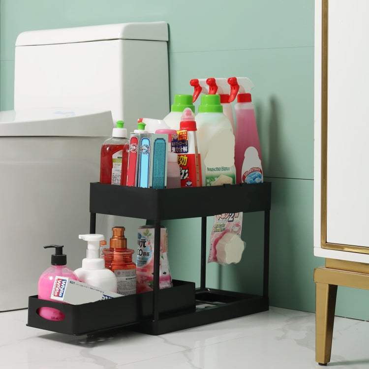 Multi-layer Pull-out Sink Drain Storage Rack Black (1 Layer Pump)