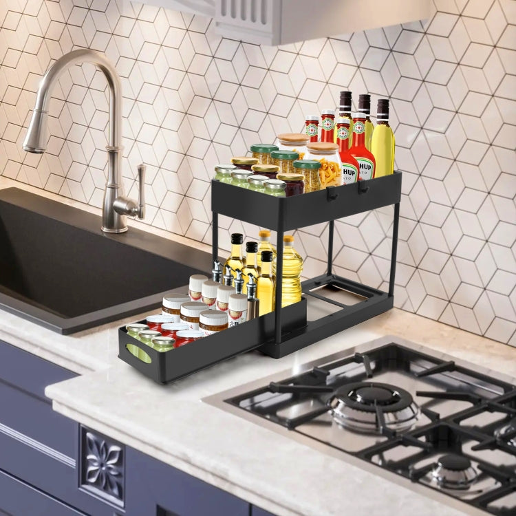Multi-layer Pull-out Sink Drain Storage Rack Black (1 Layer Pump)