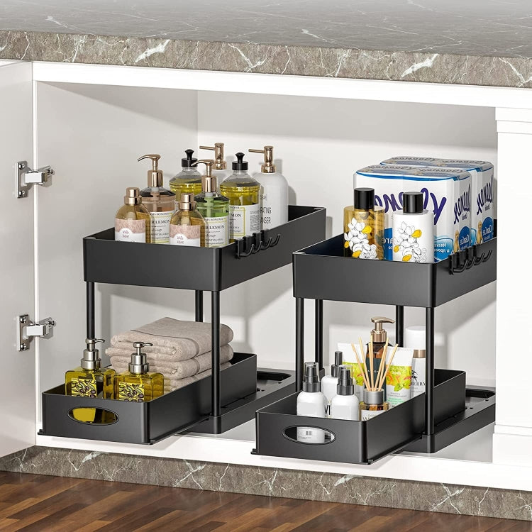 Multi-layer Pull-out Sink Drain Storage Rack Black (1 Layer Pump)