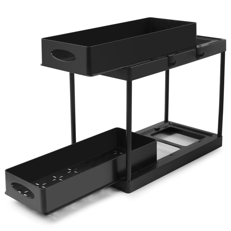 Multi-layer Pull-out Sink Drain Storage Rack Black (2 Layer Pump)