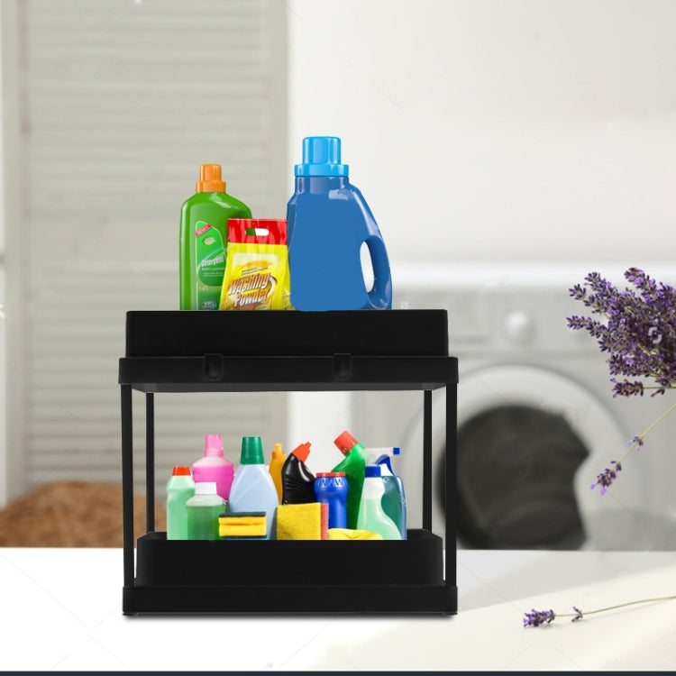 Multi-layer Pull-out Sink Drain Storage Rack Black (2 Layer Pump)