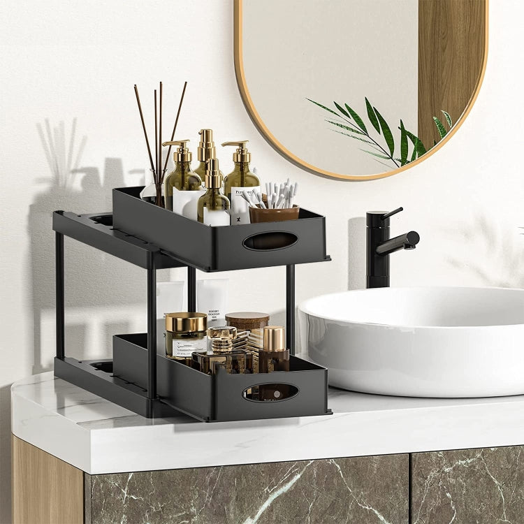 Multi-layer Pull-out Sink Drain Storage Rack Black (2 Layer Pump)