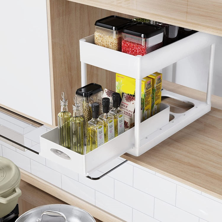Multi-layer Pull-out Sink Drain Storage Rack White (1 Layer Pump)