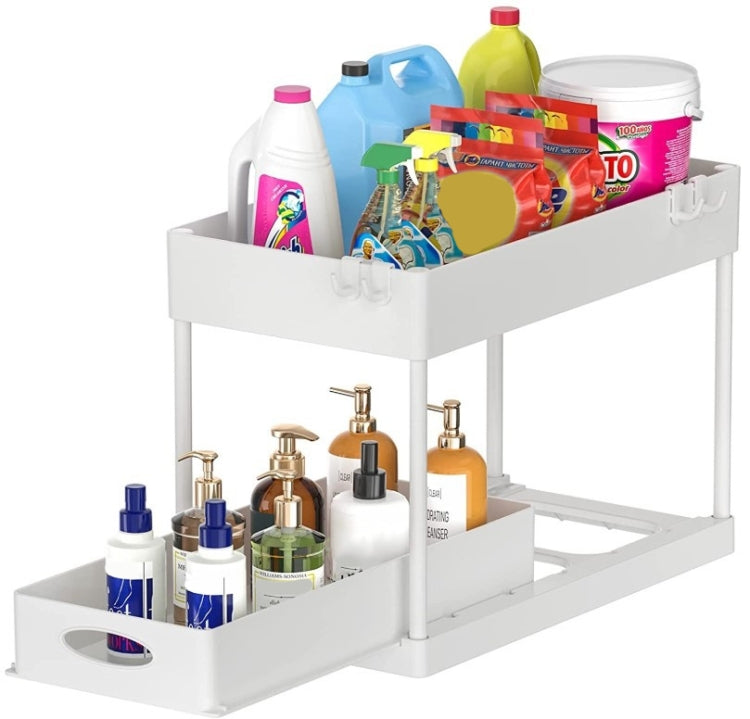 Multi-layer Pull-out Sink Drain Storage Rack White (1 Layer Pump)
