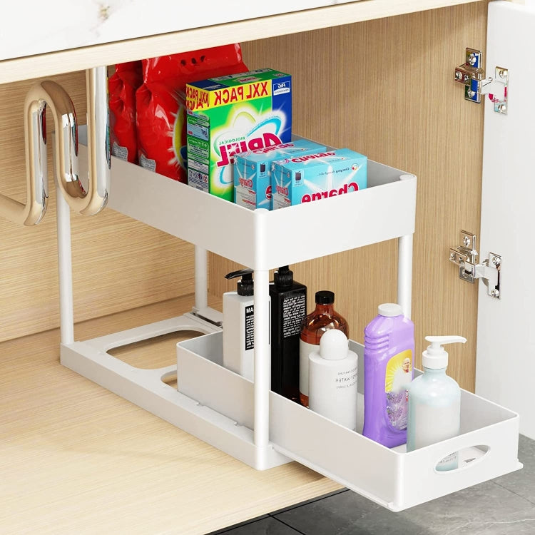 Multi-layer Pull-out Sink Drain Storage Rack White (1 Layer Pump)