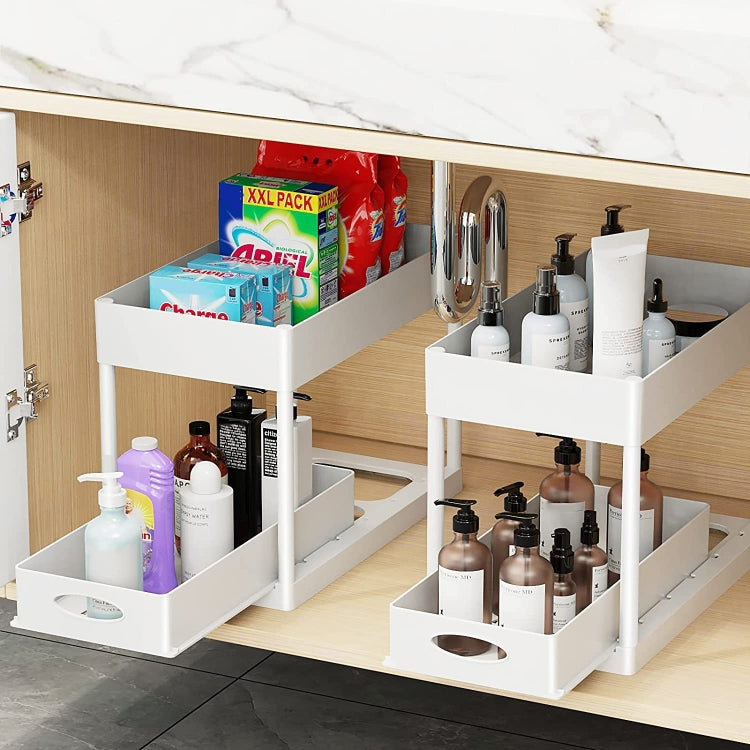 Multi-layer Pull-out Sink Drain Storage Rack White (1 Layer Pump)