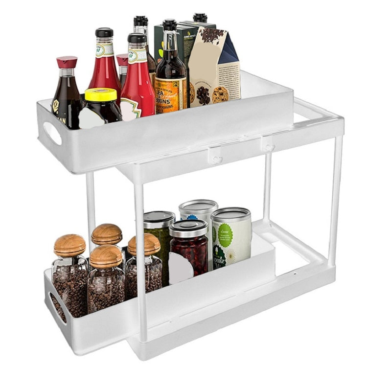 Multi-layer Pull-out Sink Drain Storage Rack White (2 Layer Pump)