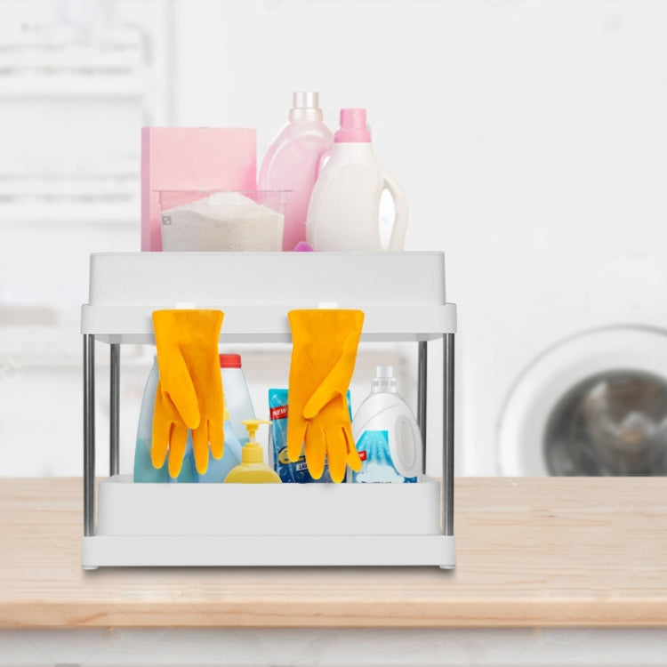 Multi-layer Pull-out Sink Drain Storage Rack White (2 Layer Pump)