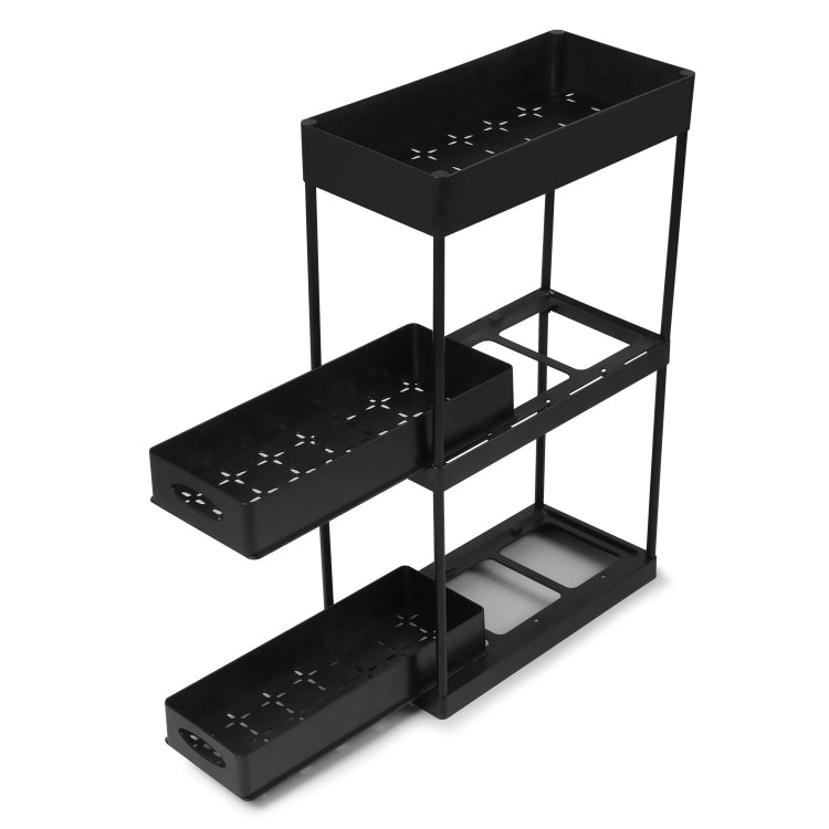 Multi-layer Pull-out Sink Drain Storage Rack Black (3 Layer Pump)