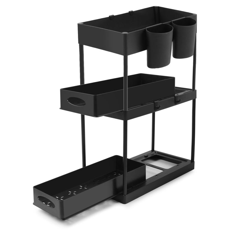Multi-layer Pull-out Sink Drain Storage Rack Black (3 Layer Pump)