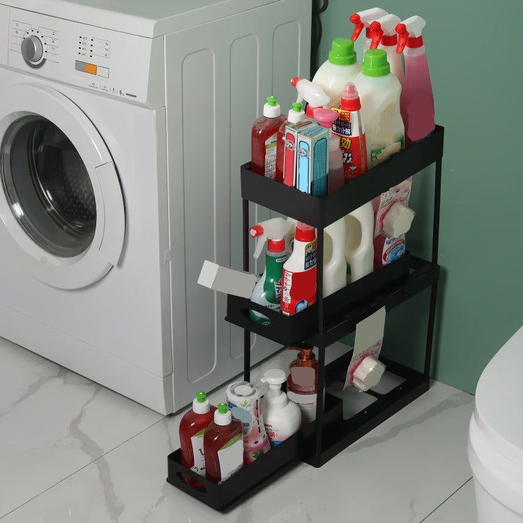 Multi-layer Pull-out Sink Drain Storage Rack Black (3 Layer Pump)