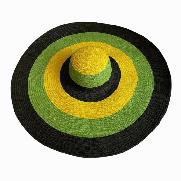 Oversized Brim Dome Rainbow Striped Beach Visor Hat, Size: 56-58cm