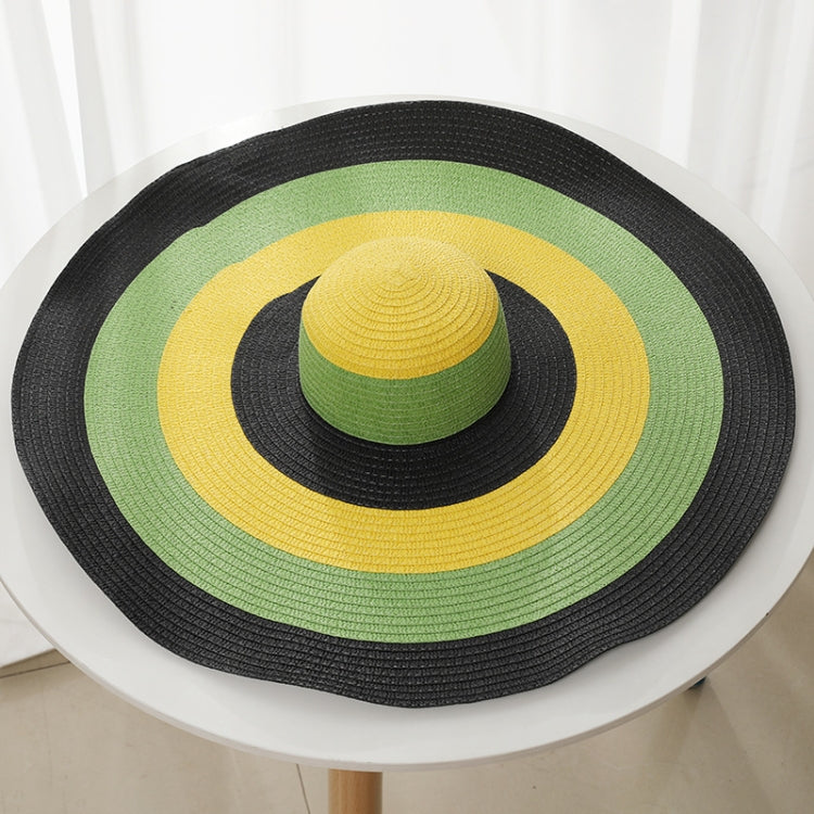 Oversized Brim Dome Rainbow Striped Beach Visor Hat, Size: 56-58cm