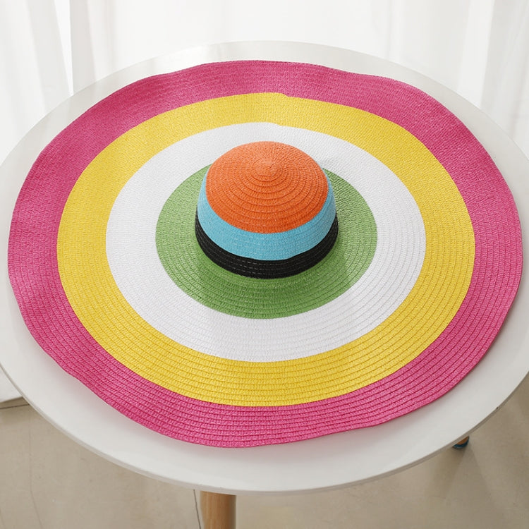 Oversized Brim Dome Rainbow Striped Beach Visor Hat, Size: 56-58cm