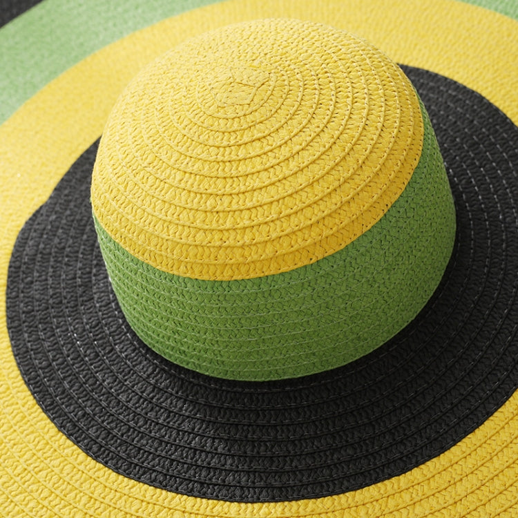 Oversized Brim Dome Rainbow Striped Beach Visor Hat, Size: 56-58cm