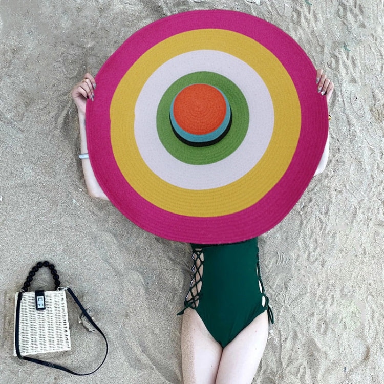 Oversized Brim Dome Rainbow Striped Beach Visor Hat, Size: 56-58cm