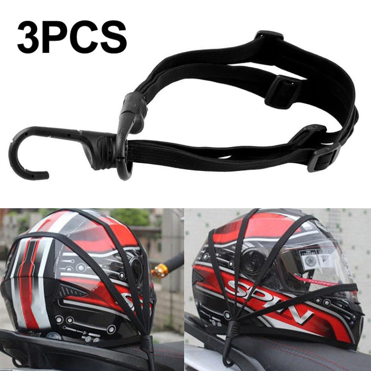 3 PCS Motorcycle Helmet Luggage Strap Universal Elastic Band Fuel Tank Net Rope