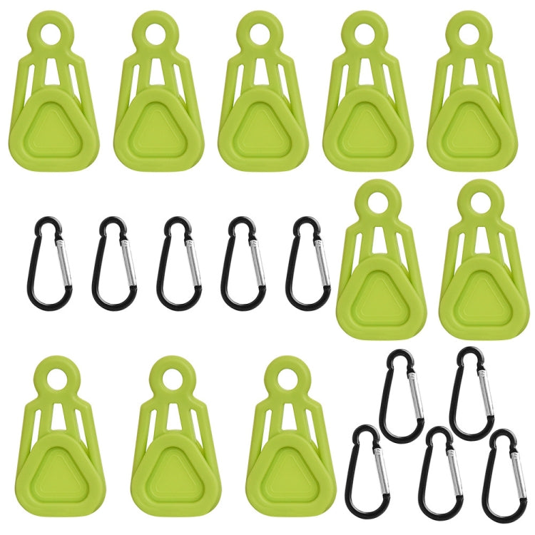 10 PCS Awning Banner Tarpaulin Plastic Clip Field Camping Mountaineering Tent Clip, Color: Green Clip+Hook