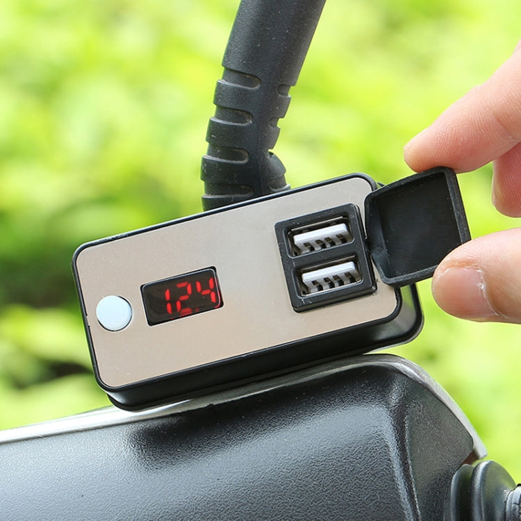 Digital Display Dual USB Universal Waterproof Motorcycle Mobile Phone Charger(2.4A 12-24V)