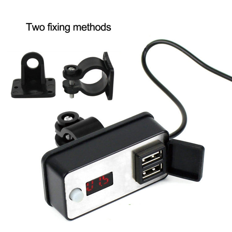 Digital Display Dual USB Universal Waterproof Motorcycle Mobile Phone Charger(2.4A 12-24V)