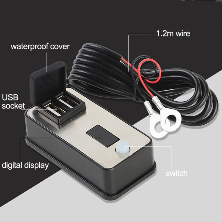 Digital Display Dual USB Universal Waterproof Motorcycle Mobile Phone Charger(2.4A 12-24V)