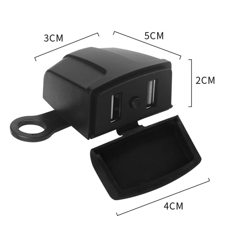 2 PCS Motorcycle Dual USB Charger Waterproof Handlebars Rearview Mirror Universal(Trapezoidal)