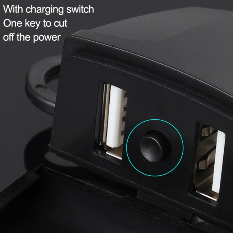 2 PCS Motorcycle Dual USB Charger Waterproof Handlebars Rearview Mirror Universal(Trapezoidal)