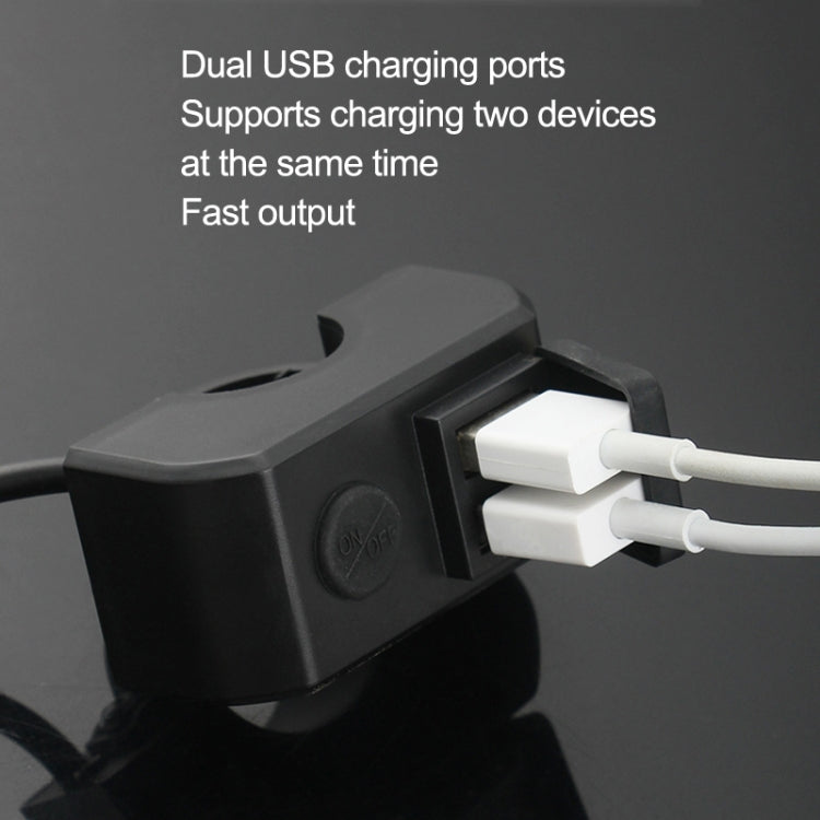 Motorcycle Dual USB Mobile Phone Charger 5V 3A Fast Charging(Black)