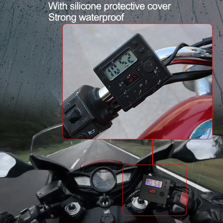 Motorcycle Clock Digital Display Dual USB Phone Charger Waterproof 5V 3A Fast Charge(Black)