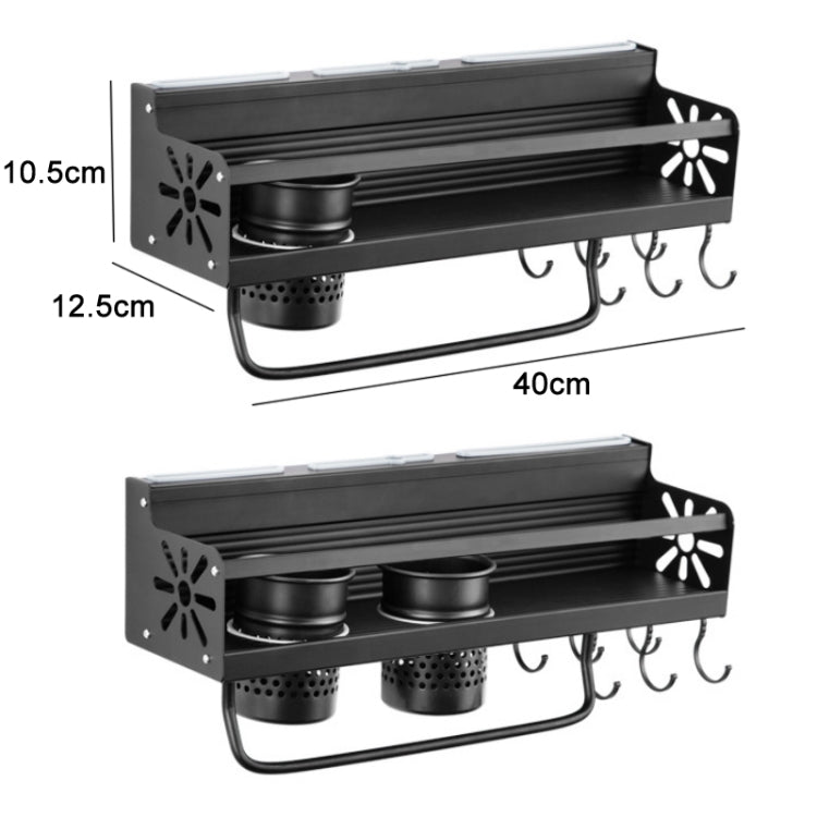 Kitchen Wall Mounted Seasoning Bottle Knife Storage Rack, Specifications A2 40cm Two Cup 6 Hook