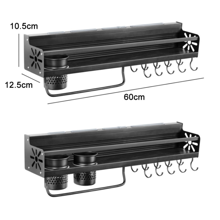 Kitchen Wall Mounted Seasoning Bottle Knife Storage Rack, Specifications C1 60cm One Cup 10 Hooks