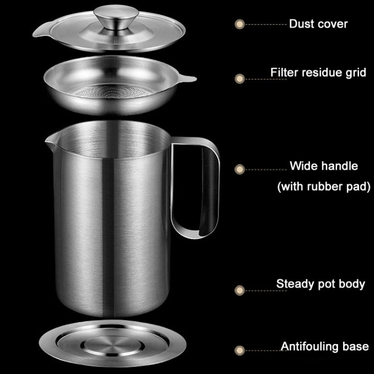 Household 304 Stainless Steel Large Capacity Oil Separator Pot, Capacity: White 1000ml