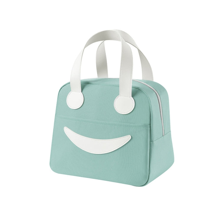 Smiley Lunch Bag with Leather Handles, Size: S (Green)