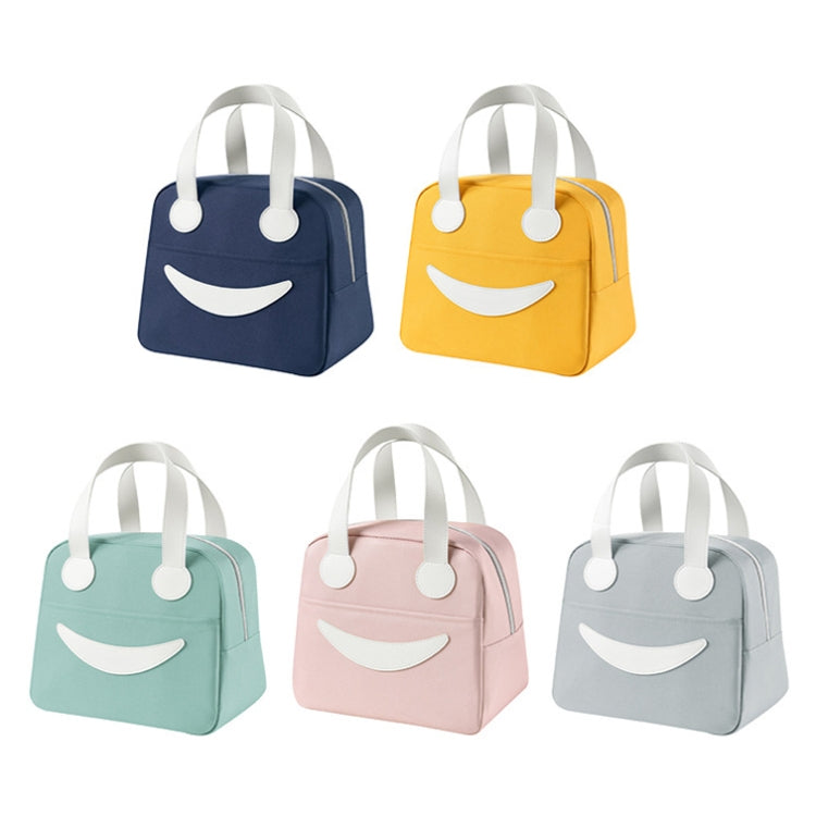 Smiley Lunch Bag with Leather Handles, Size: S (Pink)