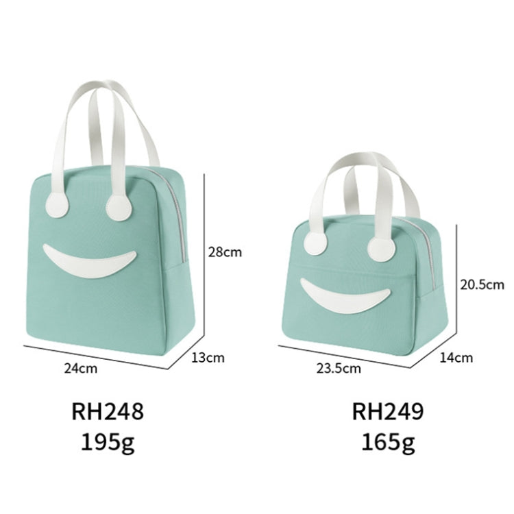 Smiley Lunch Bag with Leather Handles, Size: S (Pink)