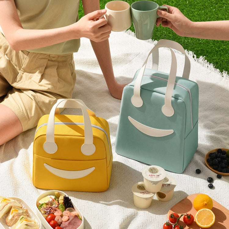 Smiley Lunch Bag with Leather Handles, Size: S (Pink)