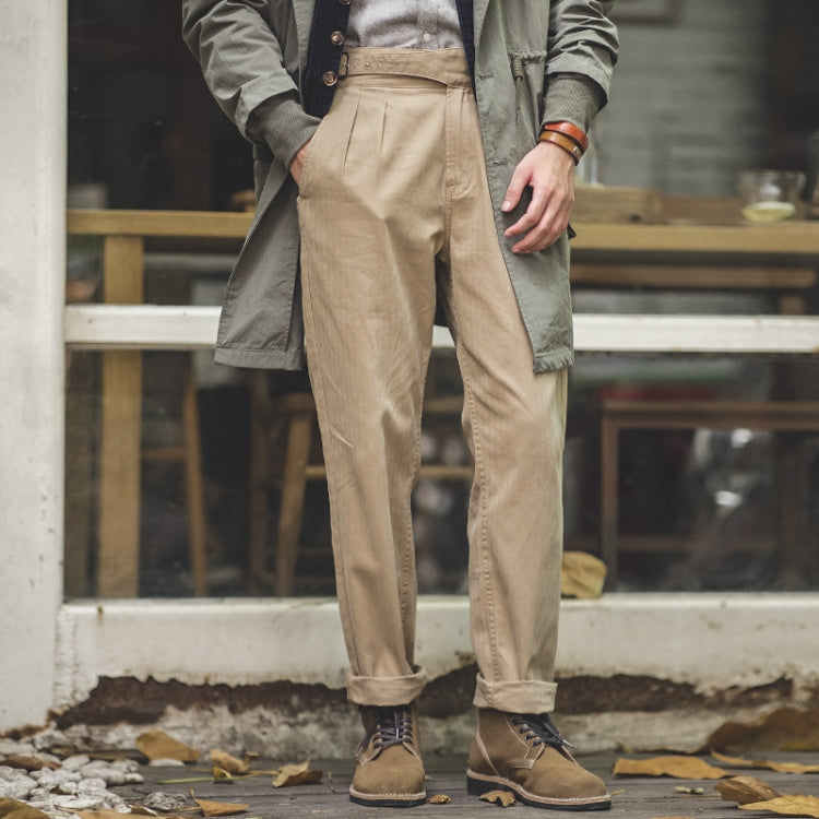 S2007085 Men Retro Straight Casual Trousers Overalls, Size:
