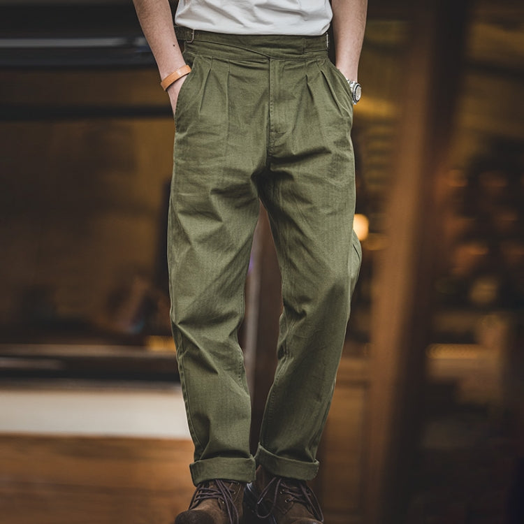 S2007085 Men Retro Straight Casual Trousers Overalls, Size:
