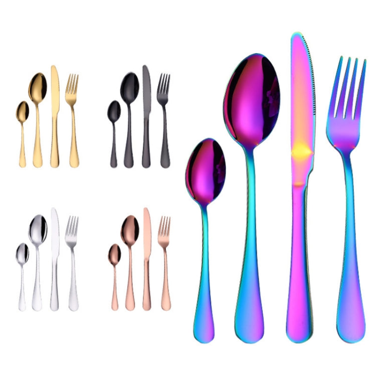 4PCS/Set Stainless Steel Western Steak Fork Spoon Knife Set, Color: Golden