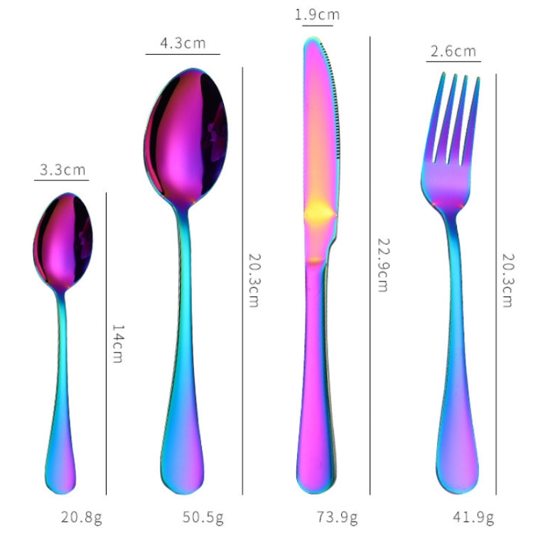 4PCS/Set Stainless Steel Western Steak Fork Spoon Knife Set, Color: Golden