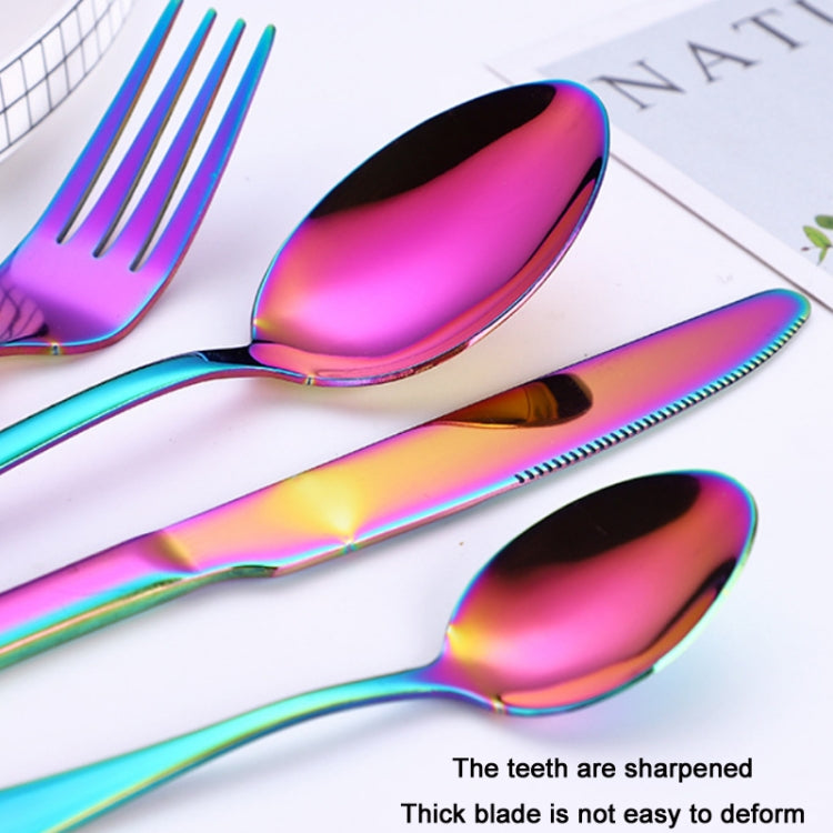 4PCS/Set Stainless Steel Western Steak Fork Spoon Knife Set, Color: Golden