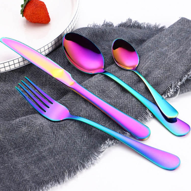 4PCS/Set Stainless Steel Western Steak Fork Spoon Knife Set, Color: Golden