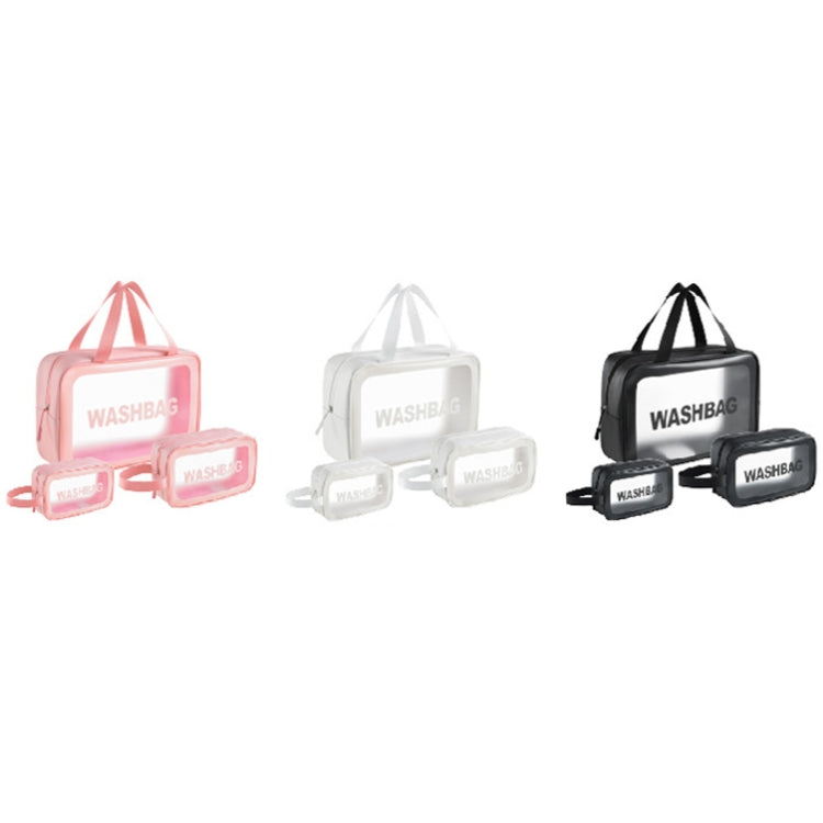 PVC Transparent Waterproof Portable Cosmetic Bag, Size: M (Pink)