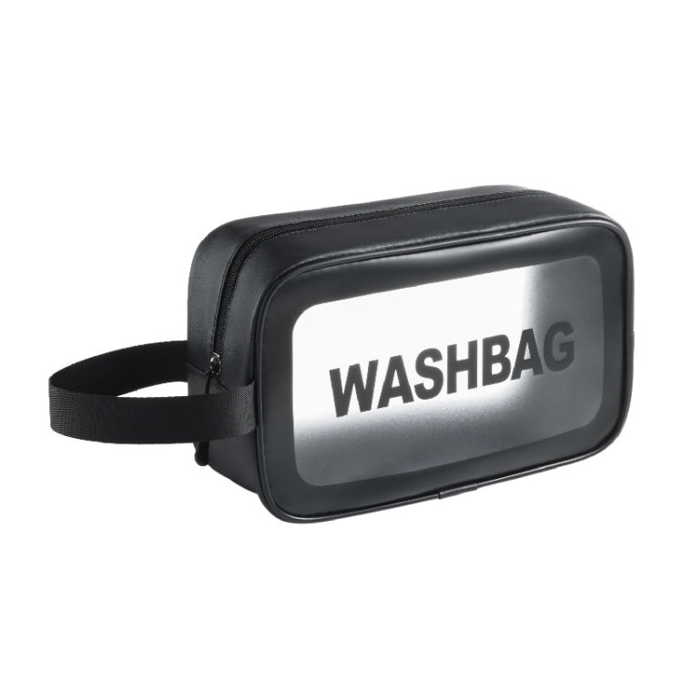 PVC Transparent Waterproof Portable Cosmetic Bag, Size: M (Black)