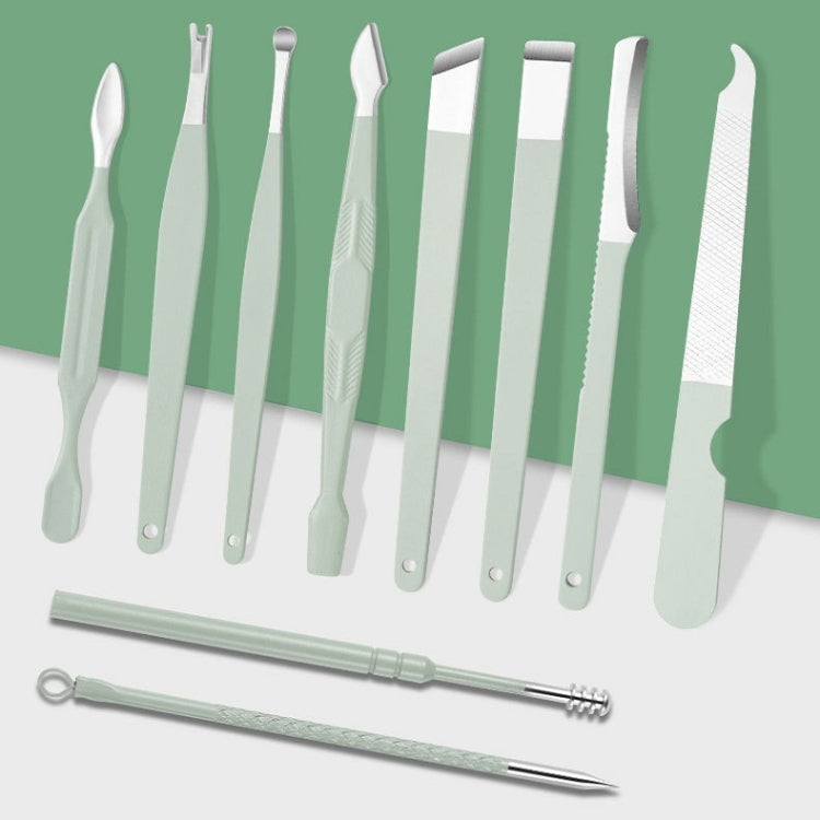 Nail Art Tool Set Nail Clippers Dead Skin Scissors Manicure Tool, Specification: 16 In 1 Matcha Green