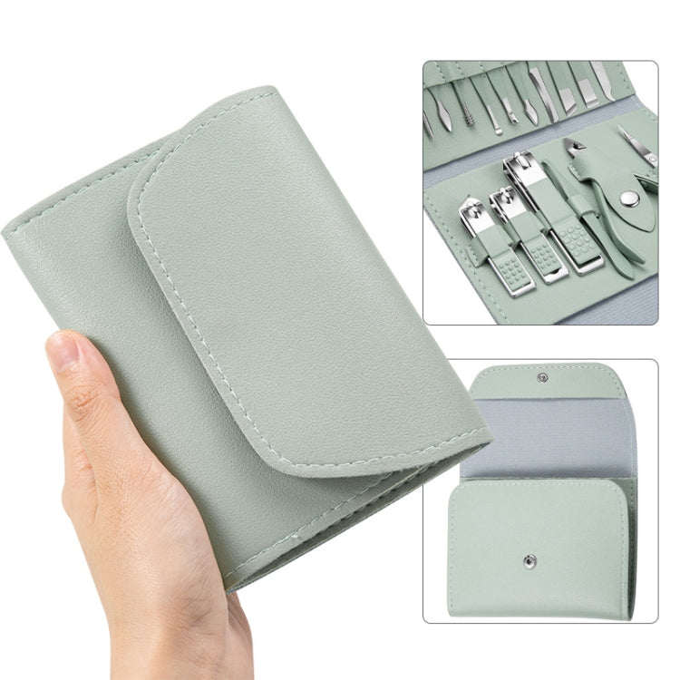 Nail Art Tool Set Nail Clippers Dead Skin Scissors Manicure Tool, Specification: 16 In 1 Matcha Green