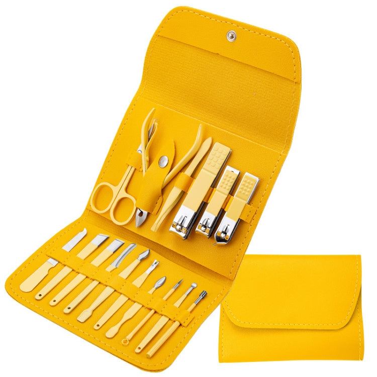 Nail Art Tool Set Nail Clippers Dead Skin Scissors Manicure Tool, Specification: 16 In 1 Yellow