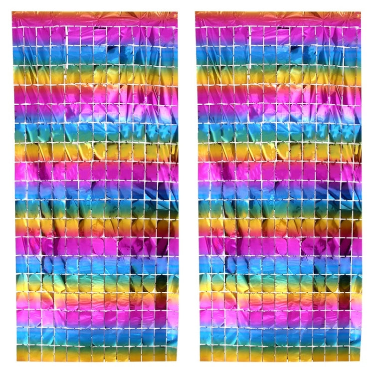 2 PCS Birthday Party Decoration Colorful Square Rain Curtain(1mx2m)